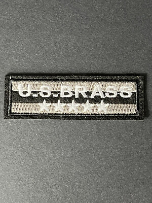 U.S. Brass 5 Star Black Gray Rectangle Patch Iron-on Badge