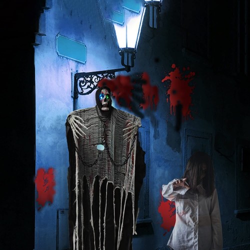 IKIJM Halloween Decorazioni, Nero Fantasma Grim Reaper da 180 * 120cm, Grim con - Foto 5 di 7