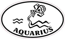 5in x 3in Oval Aquarius Vinyl Sticker Car Truck Vehicle Bumper Decal
