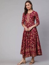 Indian Women maroon Cotton Kurta Kurti unique comfortable beautiful stylish dres