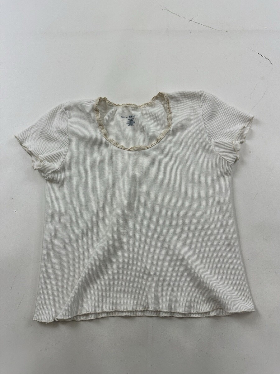 Brandy Melville Shirt Womens XS/S McKenna Thermal Waffle Lace Trim