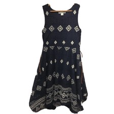 Knit Works Girls Navy Blue White Design Lace Overlay Dress Size 14