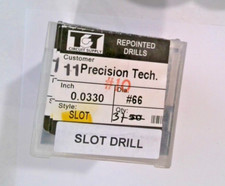 TCT REPOINTED DRILLS SLOT 66 0.0330" DIA 0.0343" FLUTE LOT OF 13 