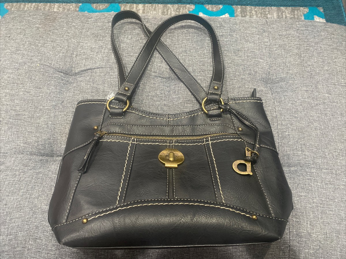 BOC BORN CONCEPTS Black Leather Handbag USB Cord Stitching  display picture 2