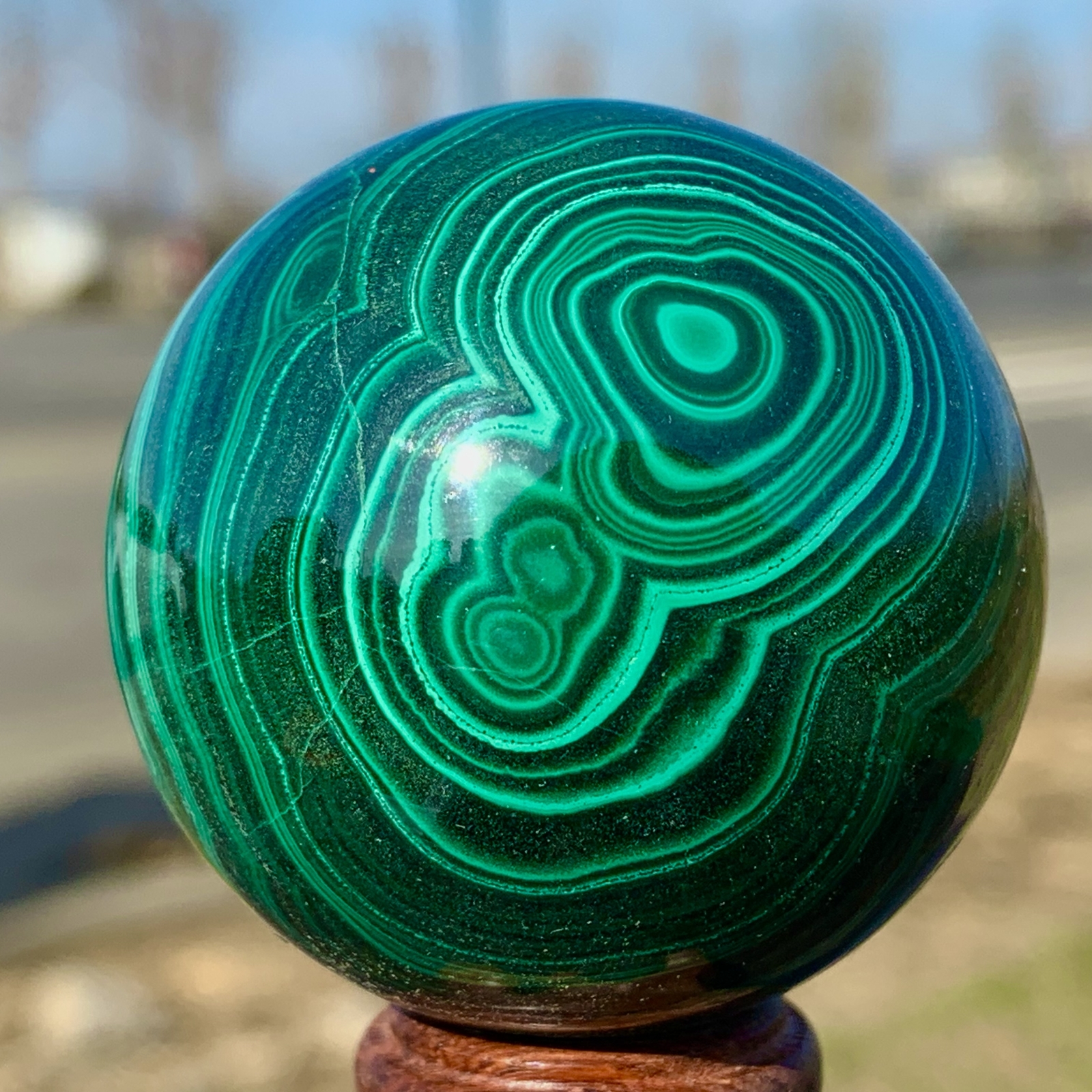 190G Natural glossy Malachite ball transparent cluster rough mineral sample