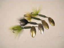 4 Worden Rooster Tail 1/8 oz Green Black Silver spinnerbait crankbait lure lot