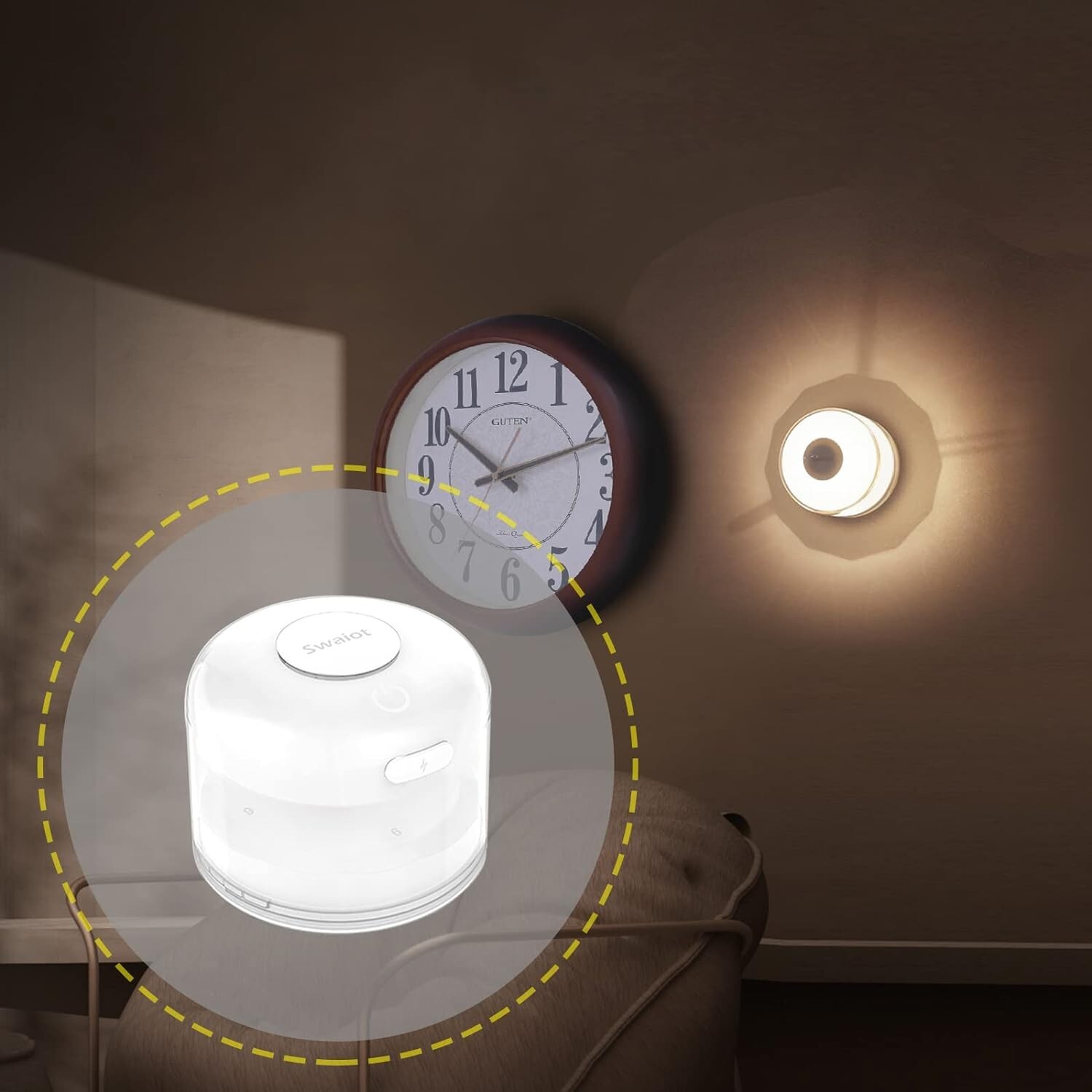Wall Clock Lighting Lamp, Night Light for Hallway,Motion Sensor, Dusk to Dawn-image