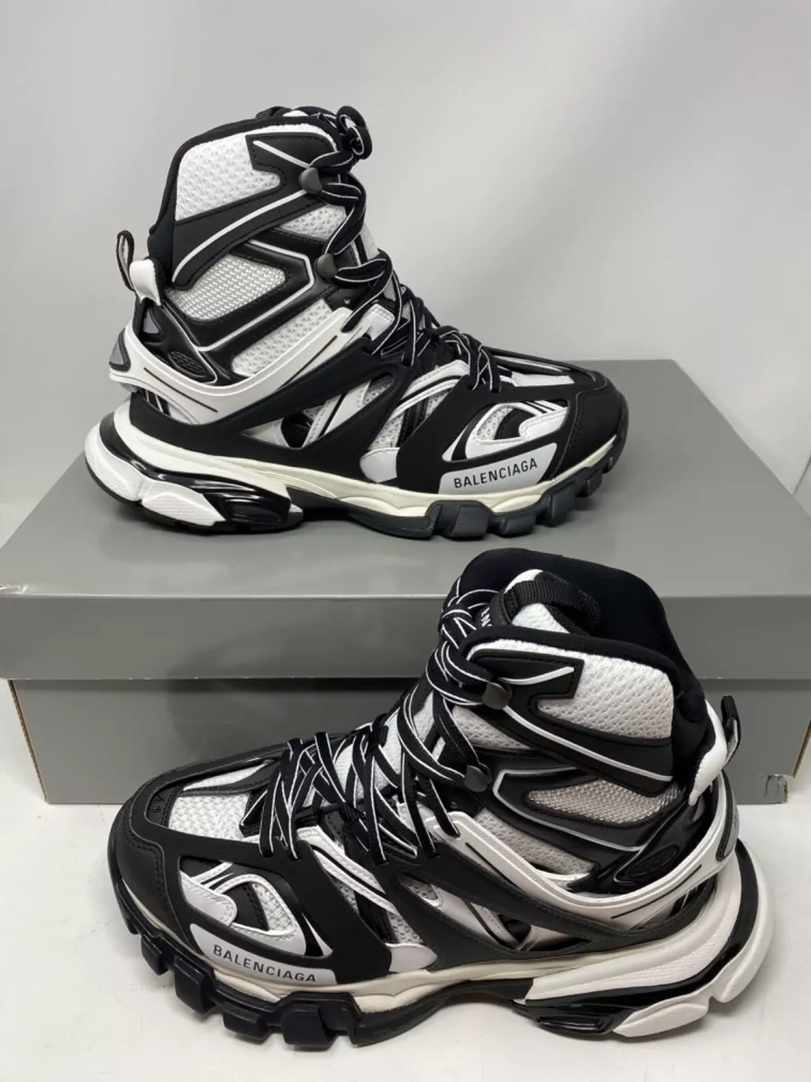 $1190 Men's Balenciaga Track Hike Sneakers White Black 41 EU US 8 654867W3CP4