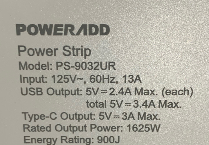 5 Outlet Power Strip with 2 USB
