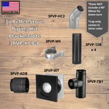 ComfortBilt 3 inch Pellet Stove Piping Kit - Black Matte - No Elbow