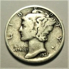 1931 P  Mercury Dime circulated 90% Silver  VG to F Fine
