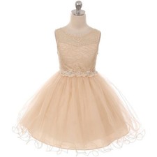 CHAMPAGNE Size 16 Flower Girl Dress Recital Wedding Birthday Bridesmaid Party