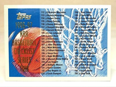 Topps 1996-97 NBA Basketball CHECKLIST Series Two 2 #221 1996 FAST