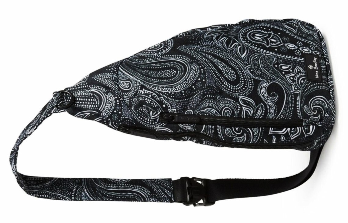 Vera Bradley ESSENTIAL QUILTED SLING BACKPACK Black White 