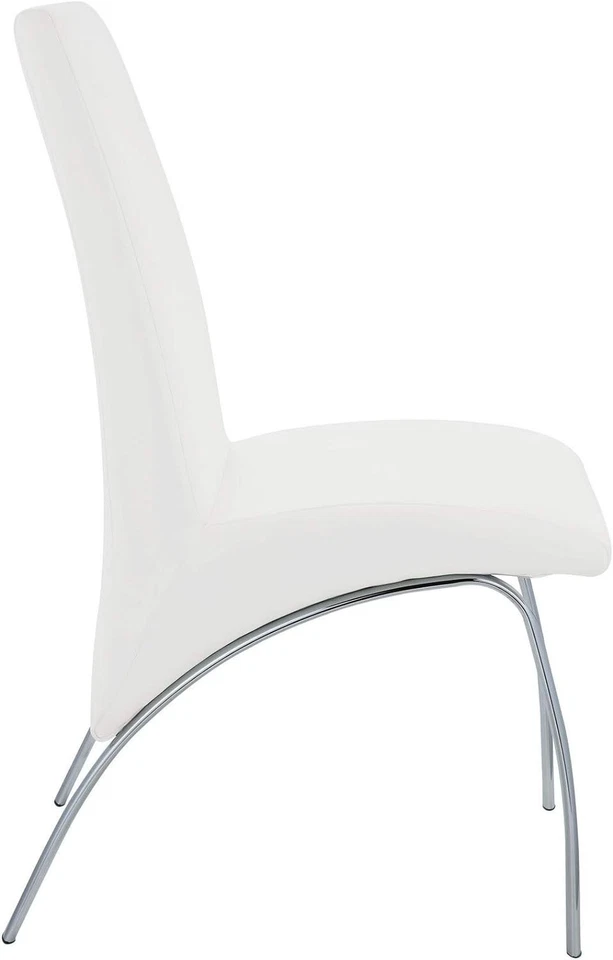 Acme Pervis Silla Lateral Tapizada Cuero Sintético en Blanco y Cromo, Juego de 2 Foto 3 de 4