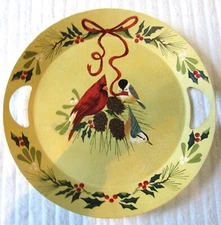 Lenox Metal - Toleware Winter Greetings Large Round Tray.