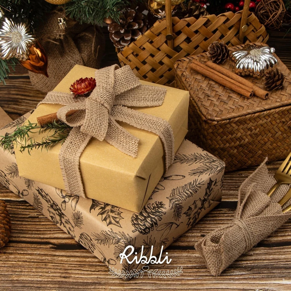 Ribbli Jute Burlap Ribbon 4 Inch x 10 Yard Crafts Gift Decoration(Non-Wired) - Image 2 of 4