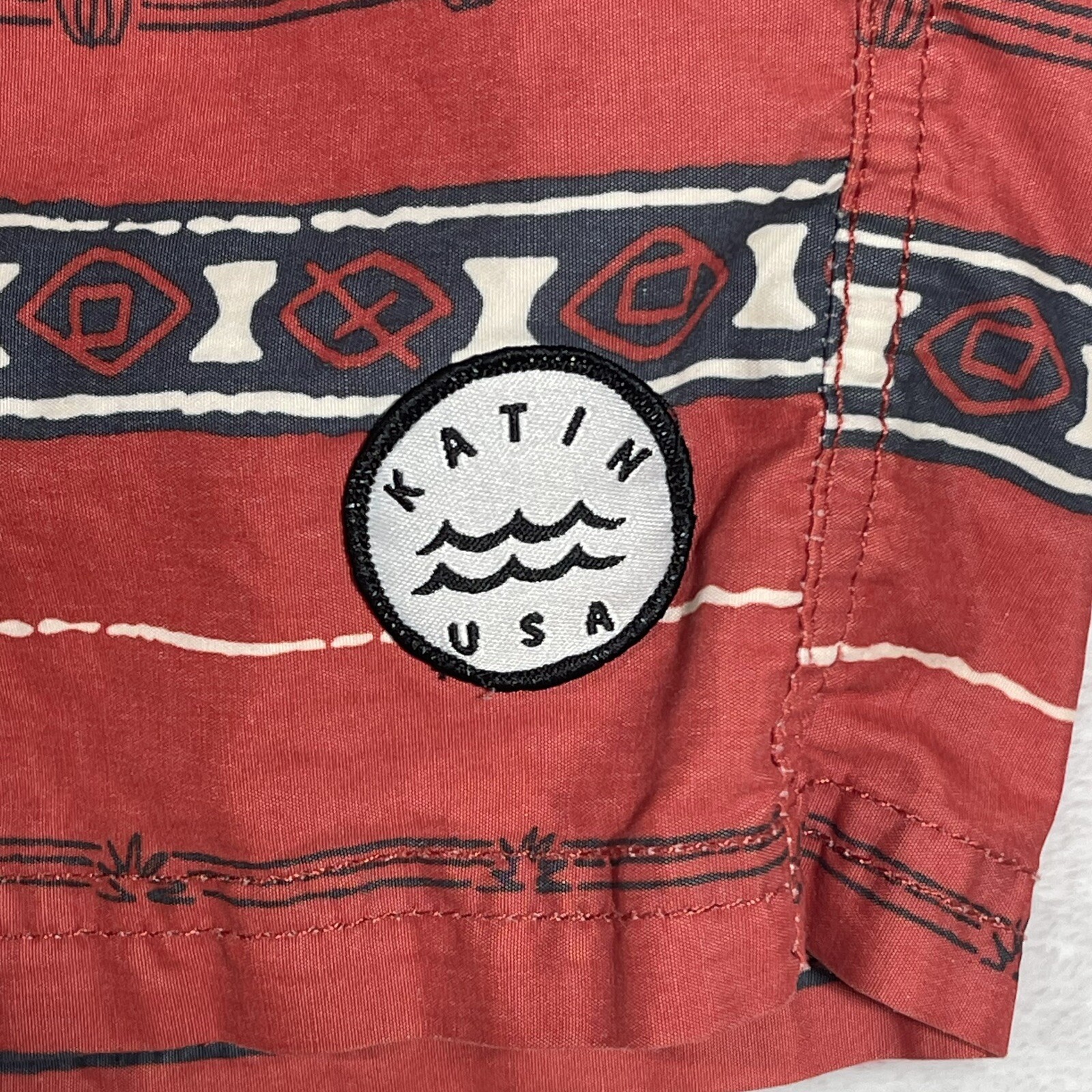 Katin Board Shorts Mens 34 Red Drawstring Swim Surf Beach Stretch