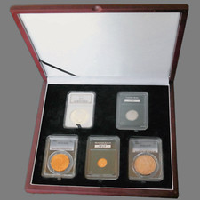 Display Box 5 NGC/PCGS/Premier/L. Bear Certified-Style Coin Wood Mahogany Finish