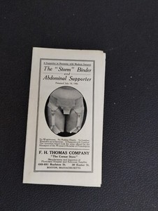 Antique Storm Binder Abdominal Supporter Hernia FH Thomas Advertising Boston MA