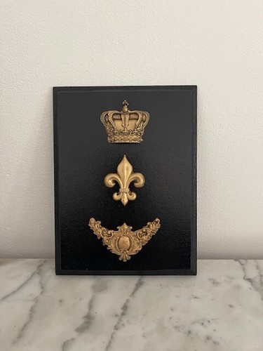 Petit Cadre Noir Orné D'un Aigle Du Premier Empire - Décor Vintage