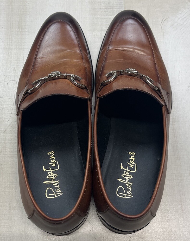 Paul Evans Havana Brown Leather Dress Canine Bit Loafer Men's Size