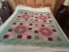 New Handmade Lap Quilt 53" x 56" Tied, Leaf Backing a little fluffy