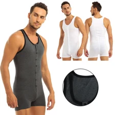 Mens Sexy Tank Leotard One Piece Sleeveless Gym Work Out Undershirts Jumpsuit