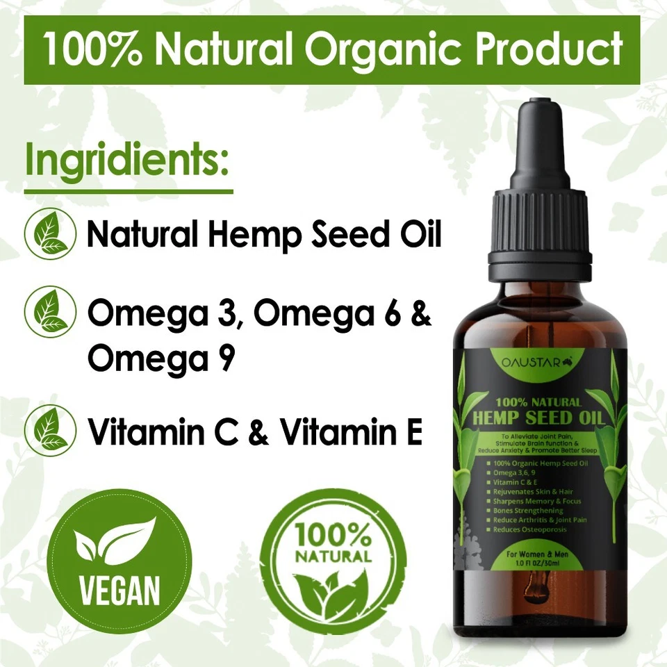 100% Natural Hemp Seed Oil to reduce Knee Back Pain, Shoulders,Better Sleep-30ml - image 3 of 4