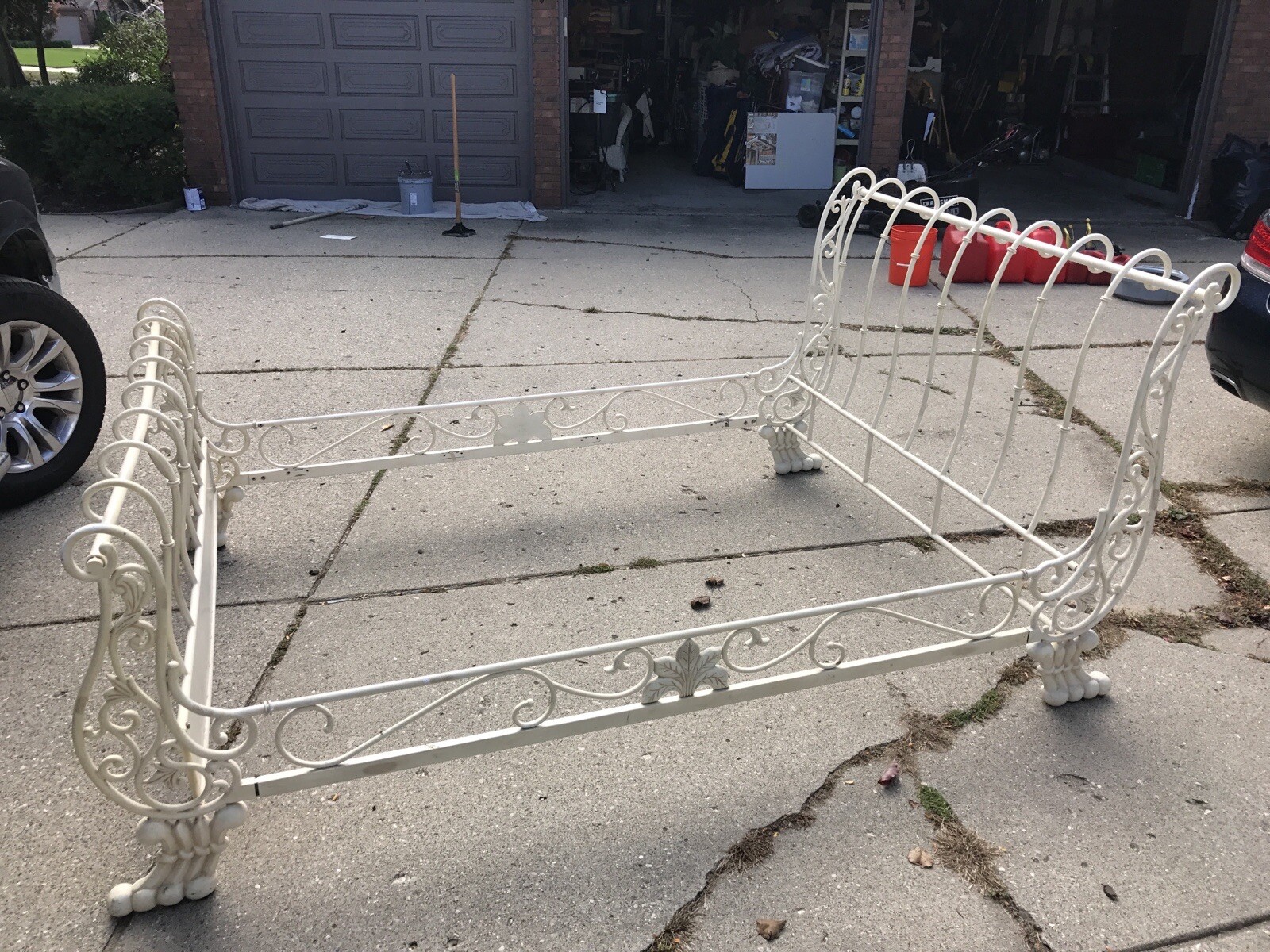 iron sleigh bed frame queen eBay