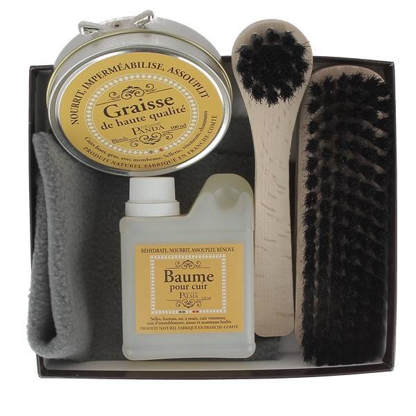 Coffret entretien du cuir pour équipation complète de 3 pièces incluant baume et savon