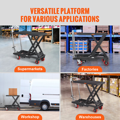 500 Lb Capacity Hydraulic Scissor Lift Table – Manual Lift Cart, 28.5" Max Height, Gray