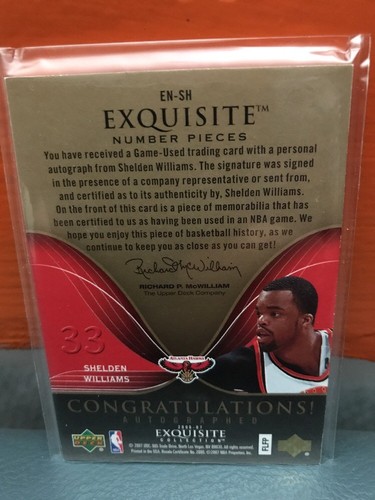 2006-07 Upper Deck Exquisite Sheldon Williams Number Pieces Auto Patch #’d 33 - Picture 2 of 2