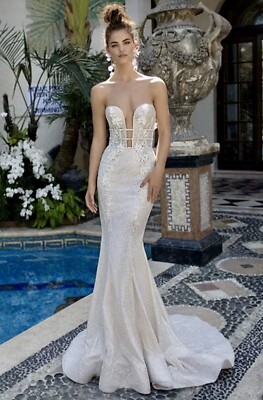 BERTA 19-06 Couture Miami wedding dress Size 38 S UK
