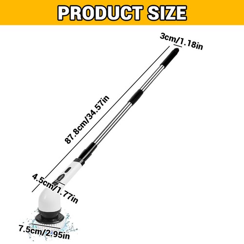 Electric Spin Scrubber Cordless Cleaning Brush Shower Cleaning Brush Long Handle - Picture 17 of 17