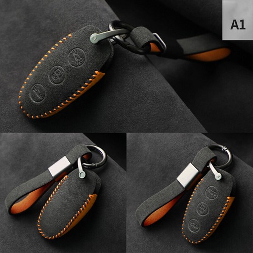 Full Suede Covered Key Fob Remote Protector Holder Cover Case For Tesla C - Picture 2 of 7