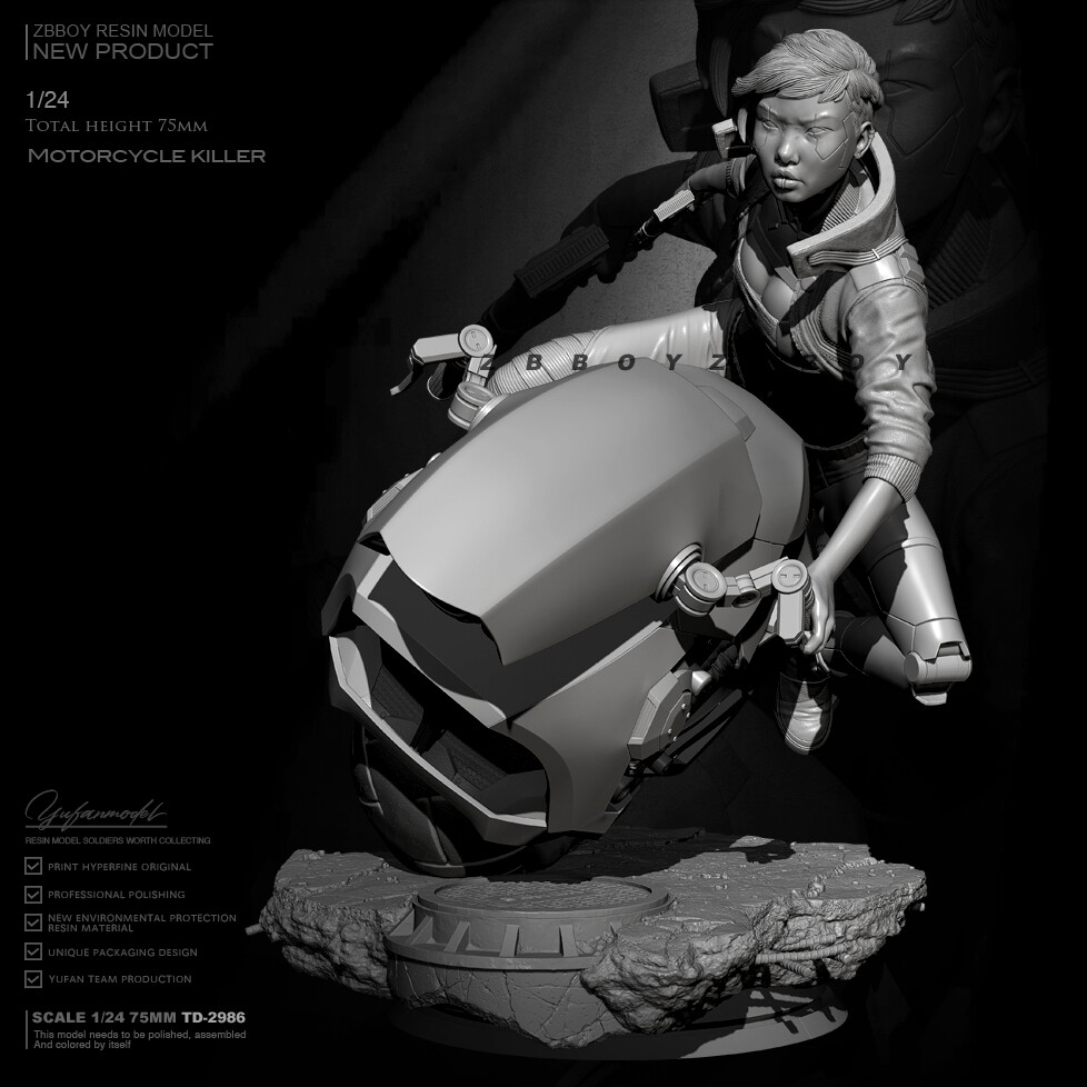 1/24 Scale Motor Killer Resin Model Kits Unpainted Unassembled YUFAN