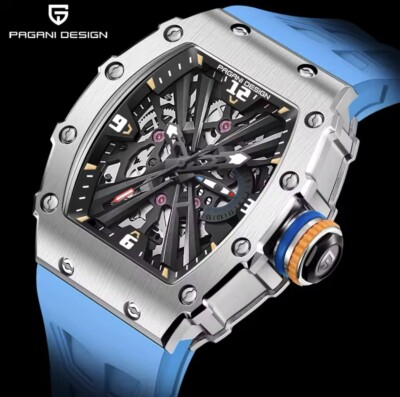 PAGANI DESIGN 2024 Herren Quarzuhren Skelett Edelstahl Sportuhr