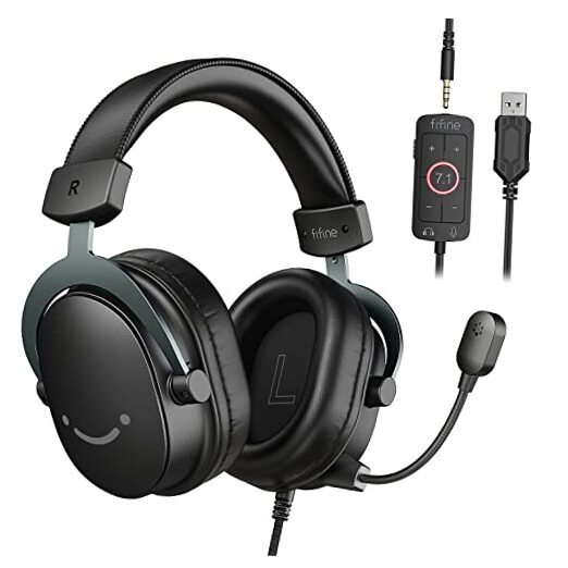  PC Gaming Headset, USB Headset with 7.1 Surround Sound, Detachable Black