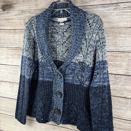 Kim Rogers Cardigan Maglione Scialle Collo Blu Donna PM - Foto 2 di 10