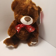 Bear Stuffed Animal 12" Brown Valentines Bear Plush Applique Heart Feet
