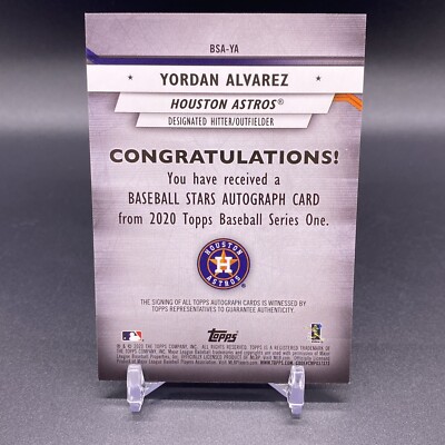 25! ?2020 Topps Yordan Alvarez RC Baseball Stars Auto Houston 