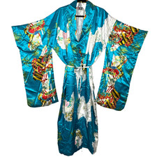 Vintage Baifu Japanese Blue White Kimono Robe