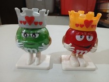 Vintage M&M Mars Mini Figure King/Queen Red & Green Plastic Candy Containers 4”