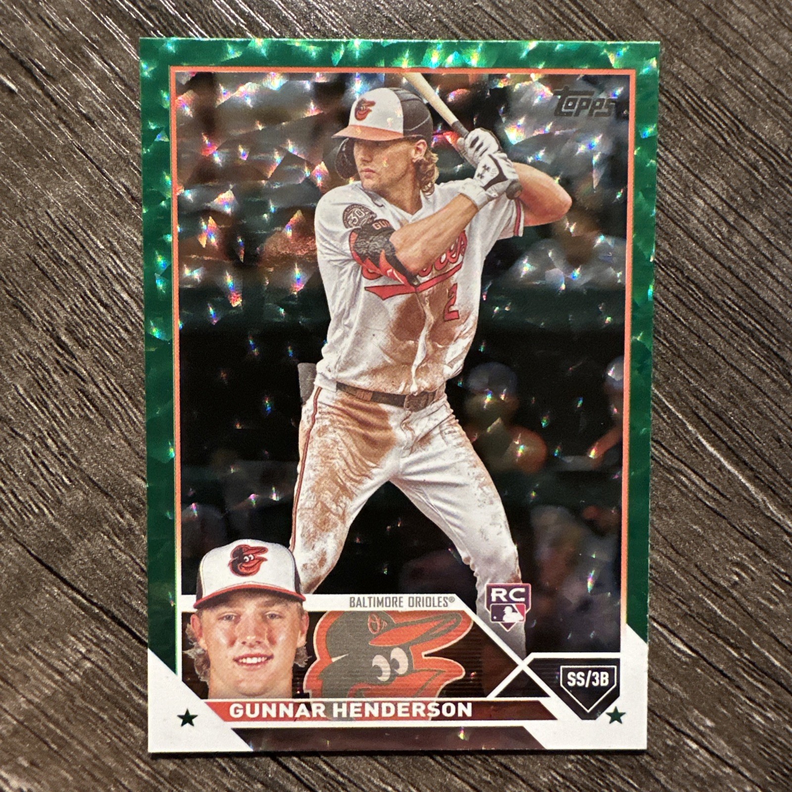 Gunnar Henderson 2023 Topps Series 1 #206 Green Foil Board Rookie RC 343/499