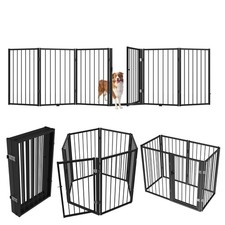 Metal Freestanding Dog Gate, Foldable Extra Wide 118", 32" Tall Large Opening...
