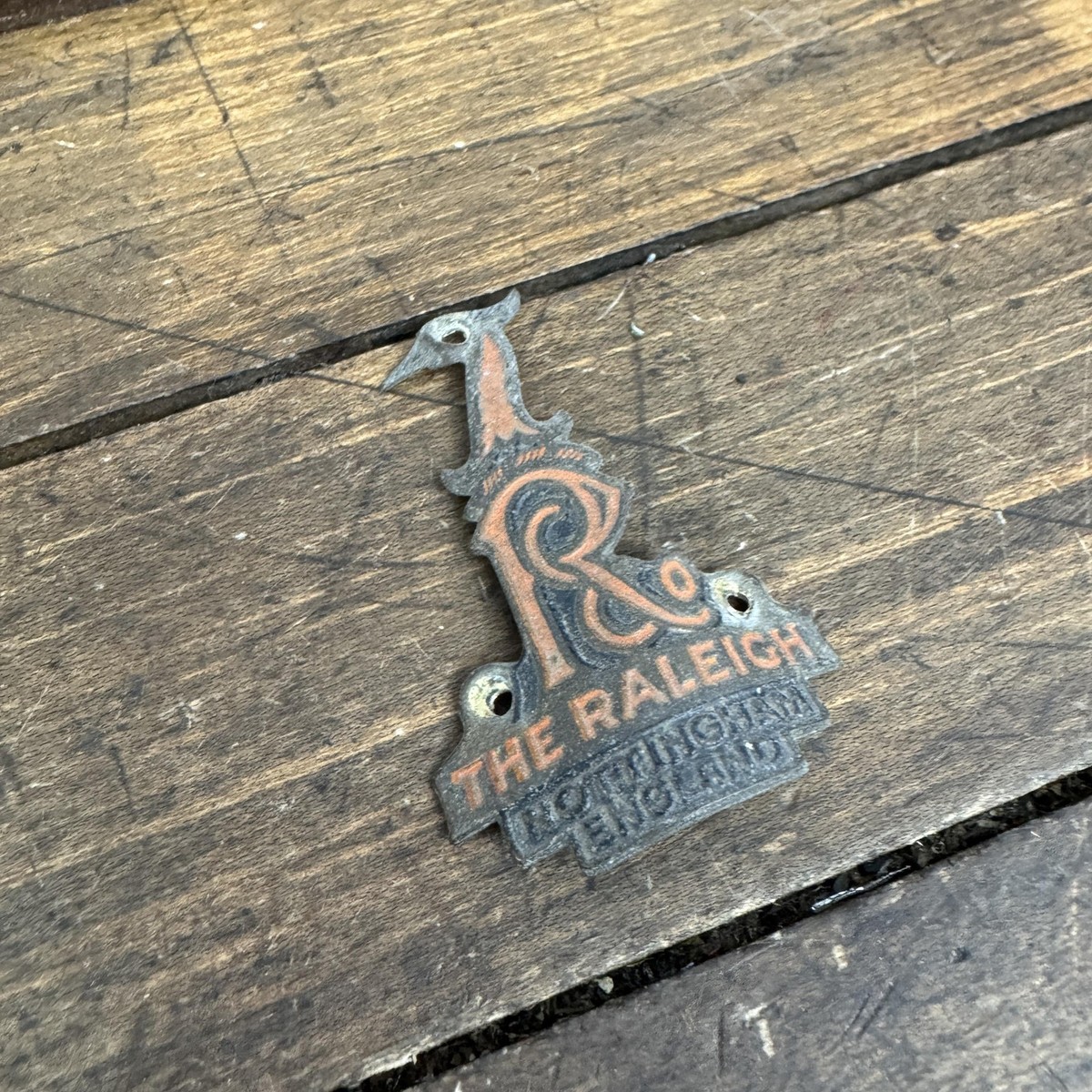 Insigne De Vélo Ancien Raleigh Nottingham – Laiton émaillé Rouge, Made In England