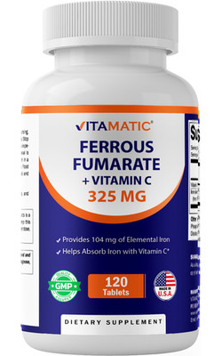 Vitamatic Ferrous Fumarate 325mg + Vit C 100mg (104 mg Elemental Iron) -120 Tabs