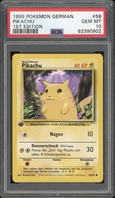 1999 Pokemon GERMAN 1st Edition Base Set Pikachu 58/102 PSA 10 GEM