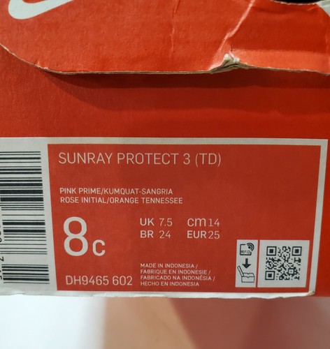 Nike Sunray Protect 3 (TD) Toddler SIZE 8 C Sandals Pink Prime-Sangria-White - 第 3/3 張圖片